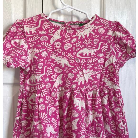 Mini Boden Pink and White Dinosaur Print Dress - Picture 2 of 9